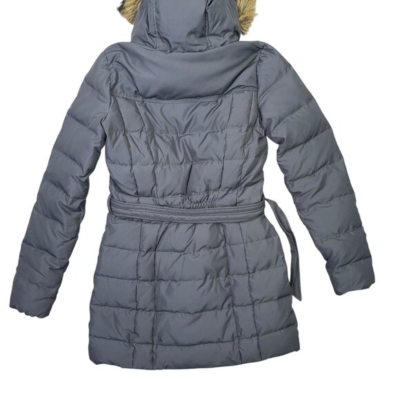 Abercrombie Down Jacket Womens Small S Gray Parka Puffer Fur Trim Winter Coat - Picture 9 of 14